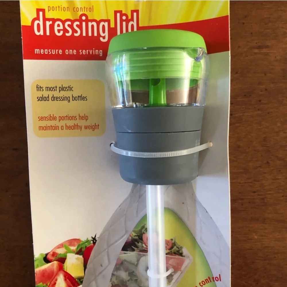 Portion control salad dressing oil lid dispenser